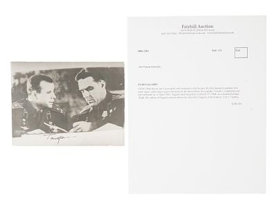 1960S SOVIET PHOTO WITH AUTOGRAPH BY YURI GAGARIN. A Russian Soviet era black-and-white
