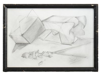 AFTER SALVADOR DALI SURREALIST GRAPHITE DRAWING. After Salvador Dali, Spanish, 1904 to 1989