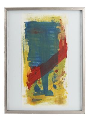 ABSTRACT OIL PAINTING SIGNED HELEN FRANKENTHALER. An oil painting on paper depicting an Abstract