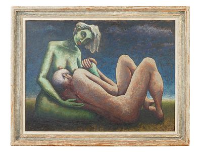 ATTR ALEXANDER ARCHIPENKO UKRANIAN OIL PAINTING. Attributed to Alexander Archipenko