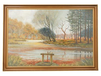CARL BOSEVANG DANISH LANDSCAPE OIL PAINTING. Carl Bosevang, Danish, 1885 to 1970, oil on canvas