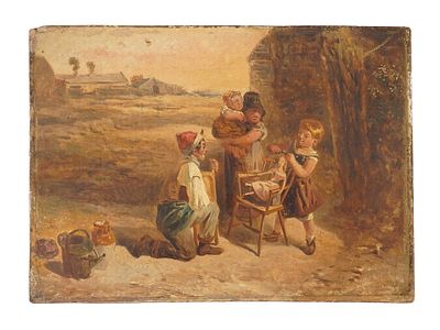 ATTR TO CHARLES THOMAS BALE OIL PAINTING GENRE SCENE. Attributed to Charles Thomas Bale, 1855 to