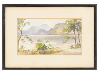 VINTAGE SCOTTISH WATERCOLOR PAINTING BY H WOBURN. A vintage Scottish watercolor landscape