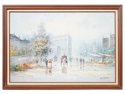 ATTR ANTOINE BLANCHARD FRENCH CITYSCAPE OIL PAINTING. Attributed to Antoine Blanchard, French