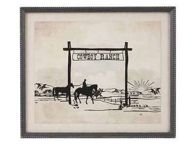 VINTAGE AMERICAN COWBOY RANCH LITHOGRAPH 20TH C. A vintage American Cowboy Ranch lithograph.