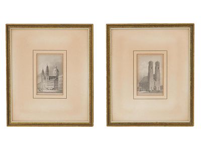 ANTIQUE GERMAN MUNICH ENGRAVINGS 1837 AND 1838. A lot of two antique German Munich engravings