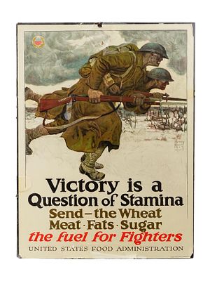 WWI AMERICAN VICTORY PROPAGANDA POSTER BY THOMAS DUNN. A WWI American lithographic poster