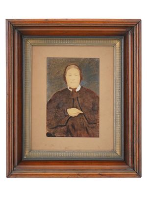 ANTIQUE MIXED MEDIA PORTRAIT PAINTING CIRCA 1880S. An antique mixed media portrait painting.