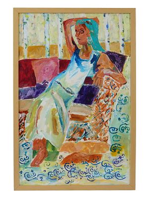 CONTEMPORARY FEMALE PORTRAIT PAINTING SIGNED BIEBER. A contemporary female portrait painting