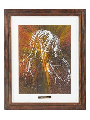 AMERICAN PORTRAIT PAINTING BY IRV DOCKTOR MARISA. A modern American mixed media painting by Irv