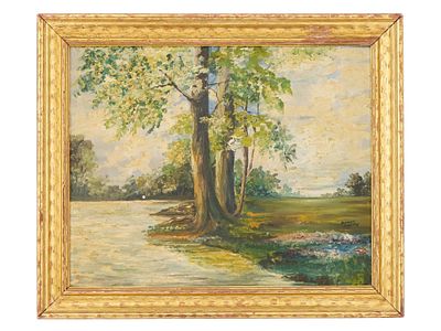 1938 AMERICAN LANDSCAPE OIL PAINTING SIGNED ROBINSON. An American School oil painting on canvas