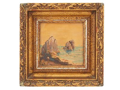 ANTIQUE FRENCH OIL PAINTING SIGNED LOUIS BENTABOLE. An antique French oil on canvas on board
