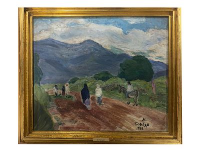 SIGNED MARTIROS SARYAN ARMENIAN OIL LANDSCAPE PAINTING. Signed Martiros Saryan, Armenian, 1880