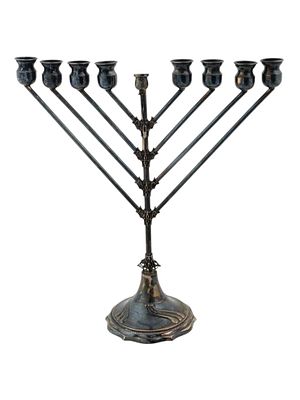 VINTAGE ISRAELI STERLING SILVER MENORAH EIGHT BRANCHES. A vintage sterling silver menorah made