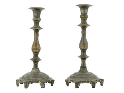 PAIR OF ANTIQUE 18TH CEN POLISH CANDLESTICKS. A pair of antique Polish candlesticks, dating from