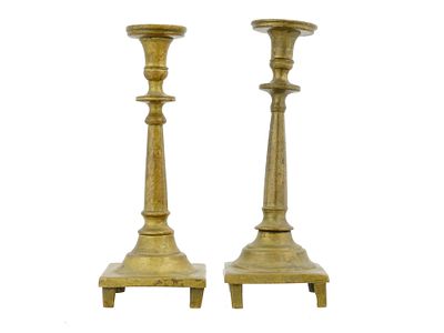 PAIR OF ANTIQUE 18TH CEN POLISH CANDLESTICKS. A pair of antique Polish candlesticks, dating from