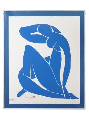 HENRI MATISSE FRENCH SIGNED LITHOGRAPH NUDE FEMALE. A color lithograph by Henri Matisse, 1869 to 