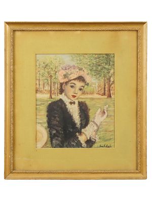 CHERRY JEFFE HULDAH AMERICAN OFFSET LITHOGRAPH PRINT. A vintage American offset lithograph print 