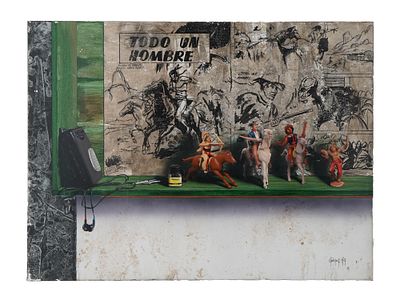 FRANCISCO RODRIGUEZ RUIZ OIL MIXED MEDIA PAINTING. Francisco Rodriguez Ruiz, born 1982, an oil 