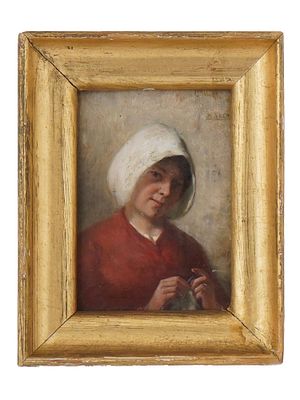 GERMAN PORTRAIT OIL PAINTING SIGNED MAX ARENZ. Signed Max Arenz, German, 1868 to 1936, an oil 