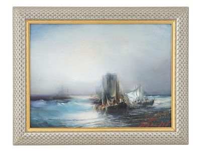 RUSSIAN SEASCAPE OIL PAINTING BY VLADIMIR ZEBEK. Vladimir Evgenievich Zebek, Russian, 1931 to 