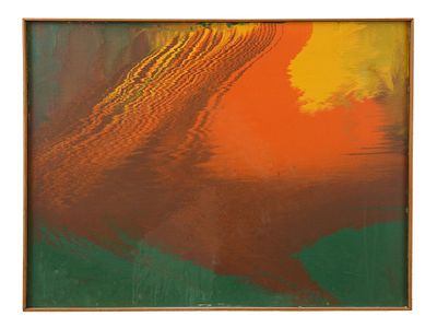 MODERNIST ABSTRACT COMPOSITION OIL PAINTING FRAMED. A Modernist oil painting depicting an 