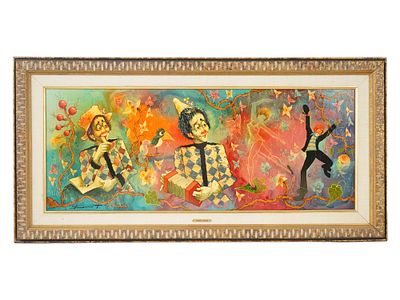 VINTAGE AMERICAN OIL PAINTING BY TIBOR DAVID. A vintage American oil on masonite painting by 