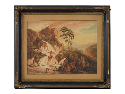 ANTIQUE PAINTING RIVER CLYDE DRAWN BY WALMSLEY. An antique English watercolor painting on paper 
