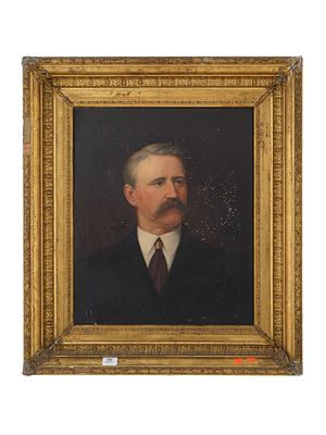 ANTIQUE AMERICAN SCHOOL OIL PORTRAIT PAINTING. An antique American School oil on canvas portrait 
