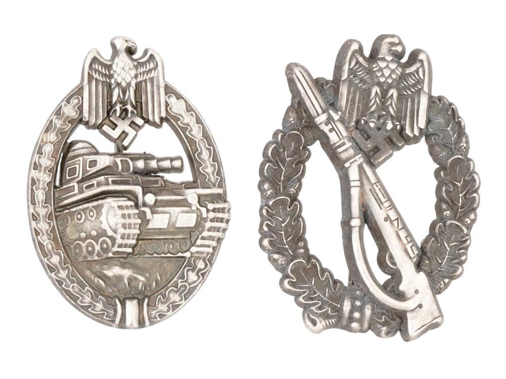 PAIR OF WWII NAZI GERMAN MILITARY AWARD BADGES. A lot of two World War II Nazi German military 