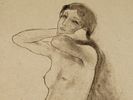 EDOUARD CHIMOT FRENCH FEMALE NUDE ETCHING SIGNED. Edouard Chimot, French, 1880 to 1959, etching Image - 1