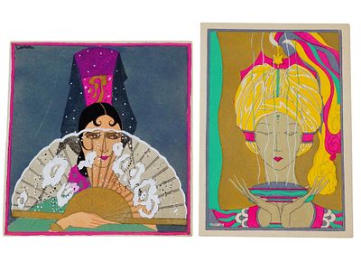 MARIO LABOCCETTA ITALIAN PORTRAIT POCHOIR PRINTS. Mario Laboccetta, Italian, 1899 to 1988, a 