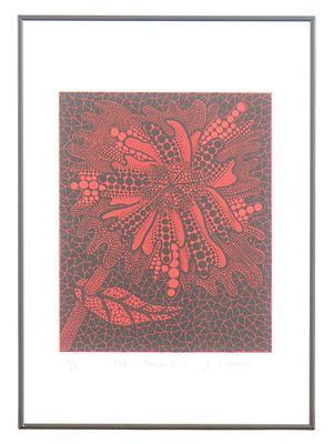 YAYOI KUSAMA JAPANESE ABSTRACT SILKSCREEN WITH COA. Yayoi Kusama, Japanese, born 1929 