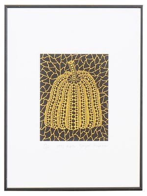 JAPANESE YAYOI KUSAMA SCREEN PRINT PUMPKIN W COA. Yayoi Kusama, Japanese, born 1929, a screen 