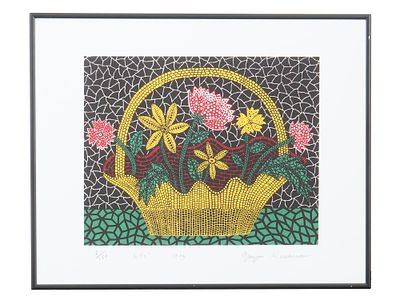 SIGNED YAYOI KUSAMA JAPANESE SCREEN PRINT 1993 W COA. Yayoi Kusama, Japanese, born 1929, a 