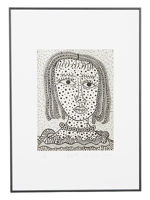 YAYOI KUSAMA 1995 JAPANESE ETCHING WITH COA. Yayoi Kusama, Japanese, born 1929, an etching 