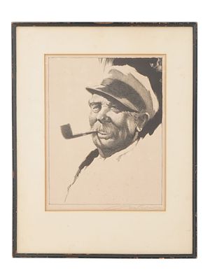 GORDON GRANT AMERICAN LITHOGRAPH THE PILOT SIGNED. Gordon Grant, American, 1875 to 1962, a 