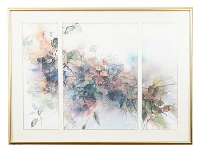 DOLORES ANN ZIEGLER AMERICAN LTD OFFSET LITHOGRAPH. A vintage American limited edition triptych 