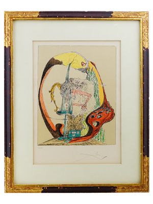 LTD SURREAL LITHOGRAPH AFTER SALVADOR DALI SIGNED. A limited edition color lithograph on paper 