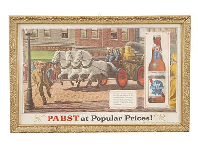 PABST BLUE RIBBON BEER BREWING COMPANY CARDBOARD SIGN. A vintage Pabst Brewing Company 