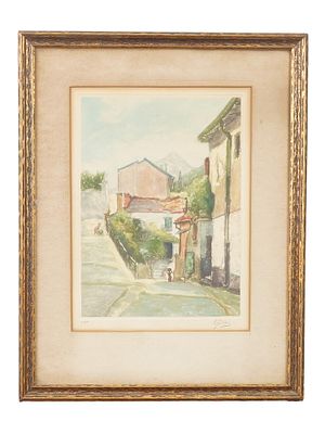 LTD ANTIQUE ETCHING BY EMILE GALLOIS AFTER LORRAIN. Emile Gallois, French, 1882 to 1965, a 