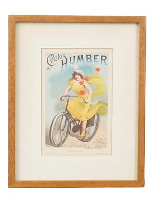 ALFRED CHOUBRAC FRENCH COLOR LITHOGRAPH CYCLES HUMBER. Alfred Choubrac, French, 1853 to 1902 