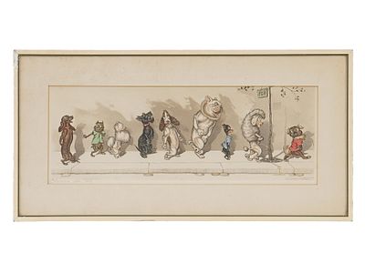 BORIS O KLEIN FRENCH CARTOON COLOR ETCHING. Boris O Klein, Russian-French, 1893 to 1985 