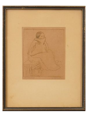 AMERICAN PORTRAIT ETCHING ATTR MORRIS TOPCHEVSKY. An American portrait etching on paper titled A 