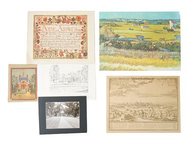 ANTIQUE AND VINTAGE PRINTS ANNE ANDRES VAN GOGH DANTZIG. A lot of assorted antique and vintage 