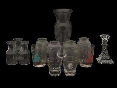 COLLECTION OF VINTAGE GLASS DRINK AND TABLE WARES. A collection of vintage glass drink and table 