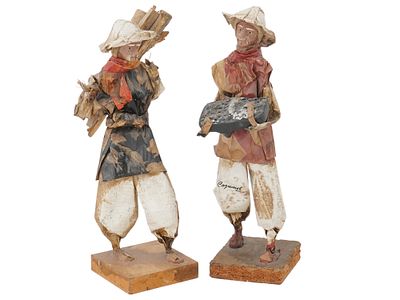 TWO MEXICAN PAPER MACHE FOLK ART SCULPTURES. A lot of two Mexiacan sculptures made of colored 