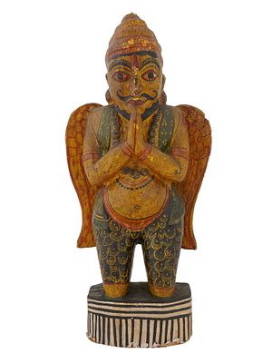 VINTAGE HAND PAINTED GARUDA SCULPTURE. A vintage, hand-painted Garuda sculpture. The figure is 