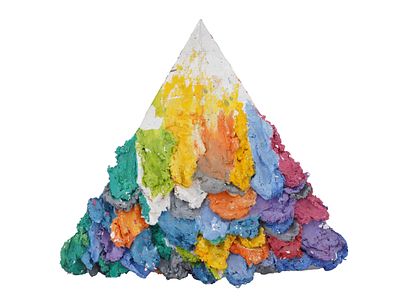 ATTR ELFI SCHUSELKA TRIANGLE MIXED MEDIA SCULPTURE. Attributed to Elfi Schuselka, Austrian, born 