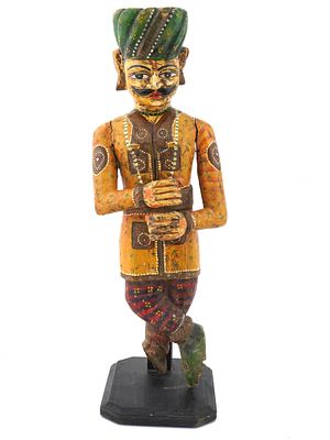 ANTIQUE INDIAN HAND PAINTED CEREMONIAL WOOD FIGURE. An antique Indian ceremonial wooden figure. 